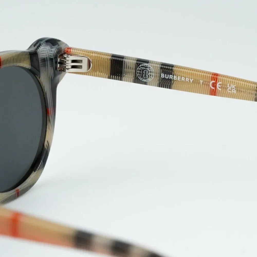 NEW Burberry JB4355 KIDS 377887 Vintage Check Dark Grey Round Unisex Sunglasses